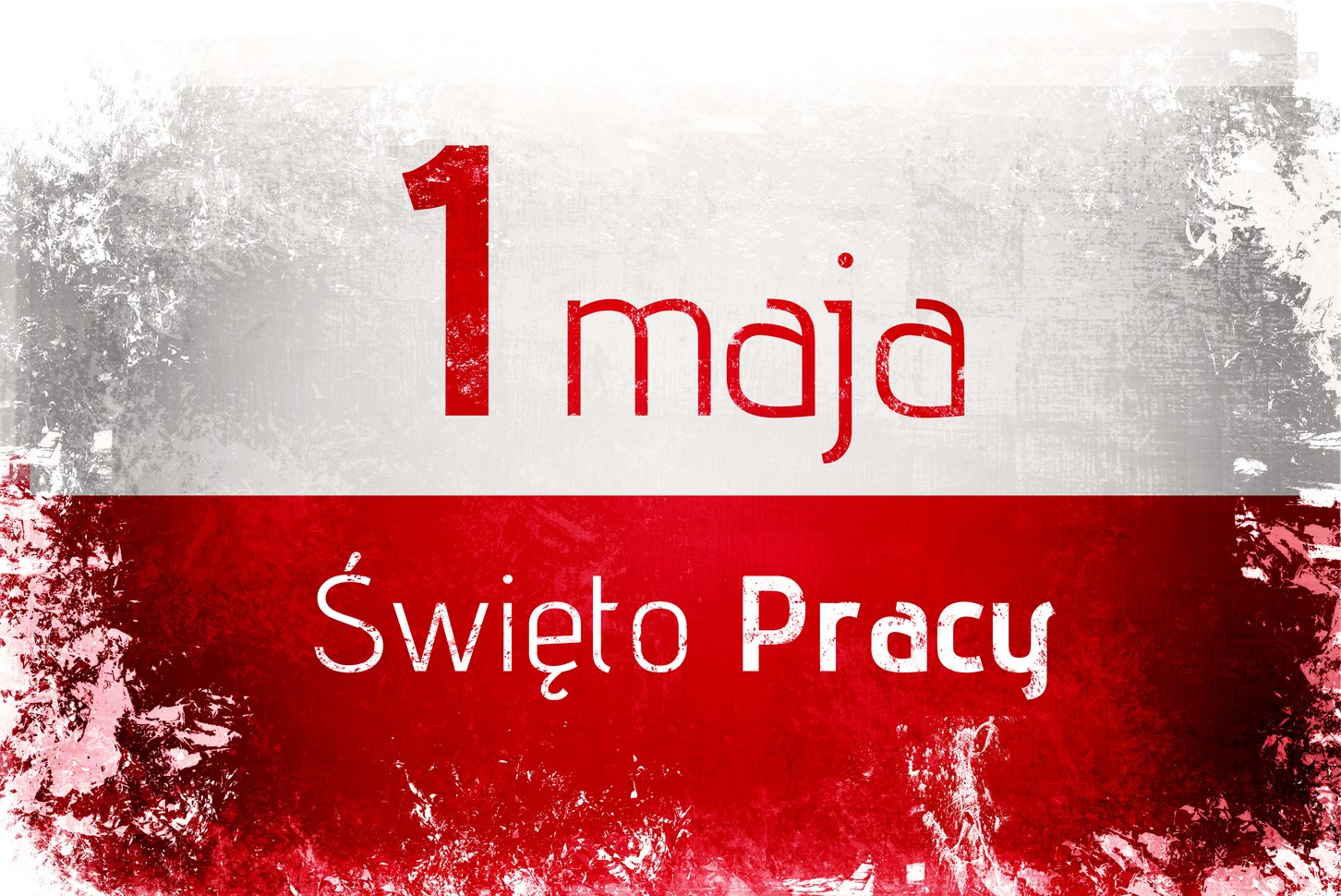 Biało czerwona flaga Polski z napisem